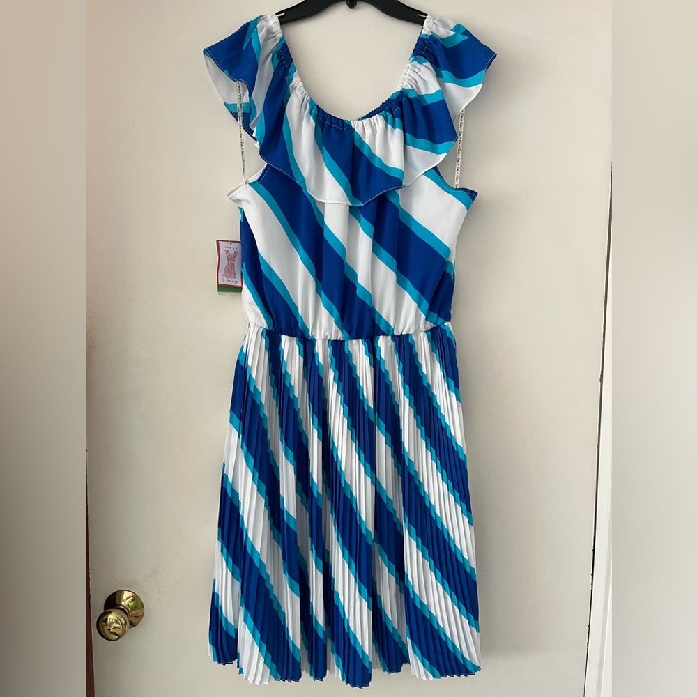 NWT Lilly Pulitzer On/off/one shoulder Crowley dress Sail Stripe Large - Picture 2 of 6